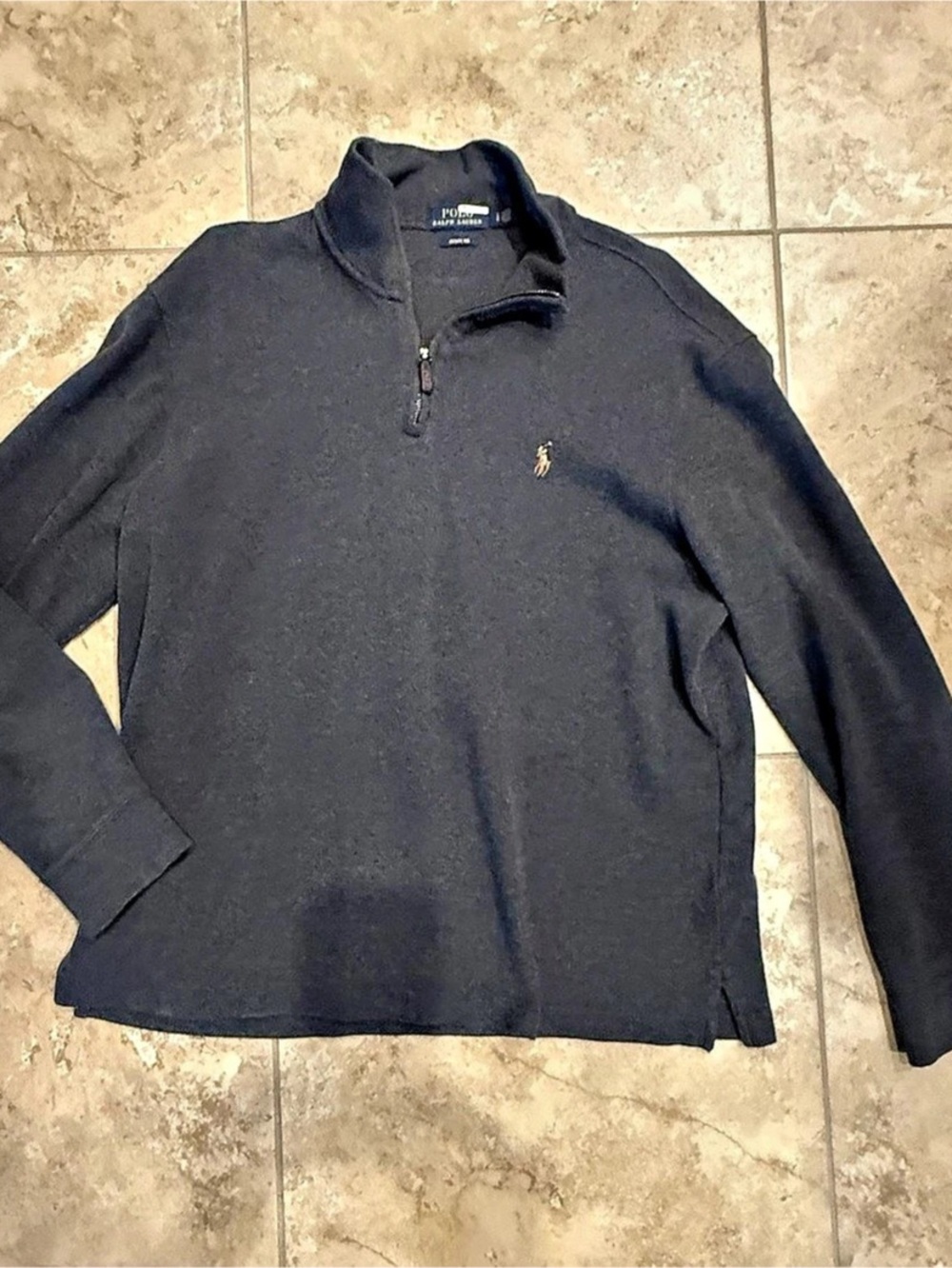 Polo Ralph Lauren Estate Rib Quarter-Zip Pullover Dark Gray Large